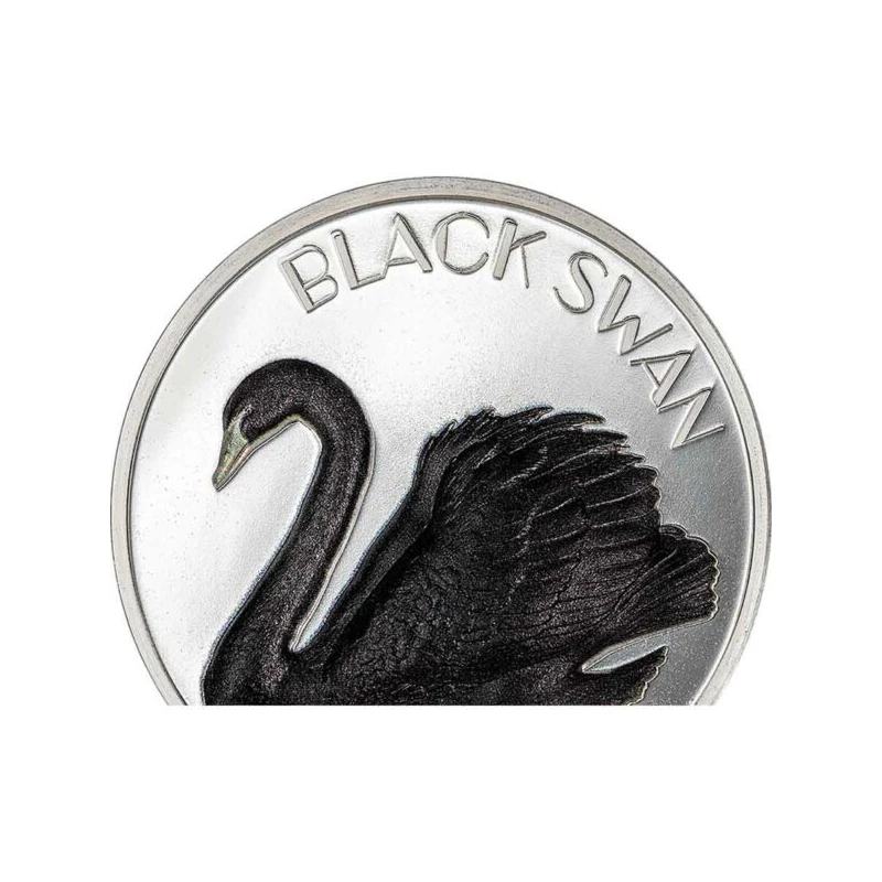Moneda de Plata Cisne Negro de las Islas Cook, 2023, 62.2g, plata pura (0.999 proof) Monedas coleccionables