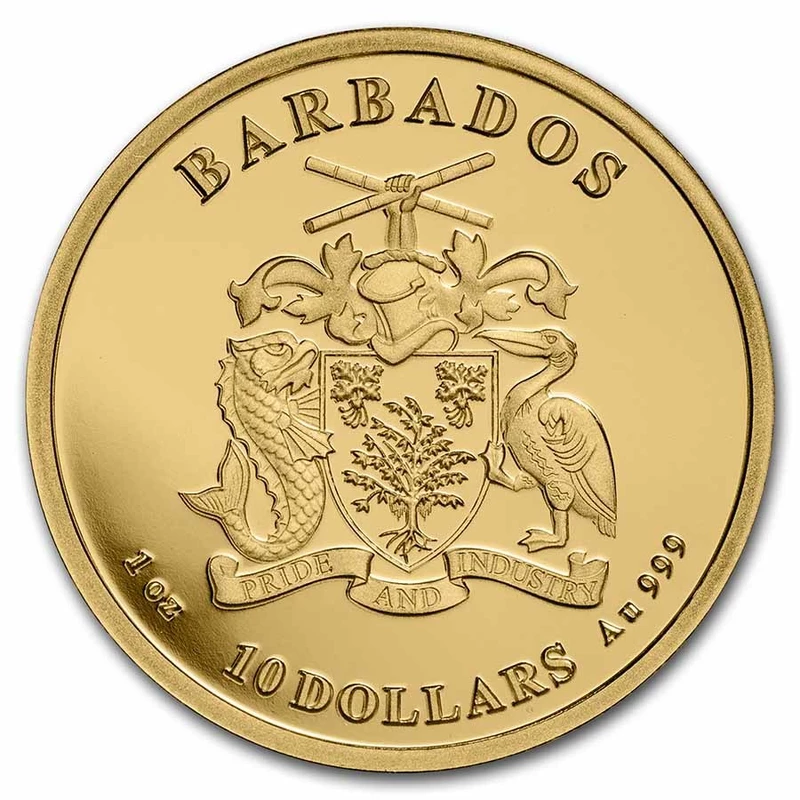 Barbados Octopus Moneda de Oro 2023, 31,1 gramos de oro puro (0.999 proof) Monedas coleccionables