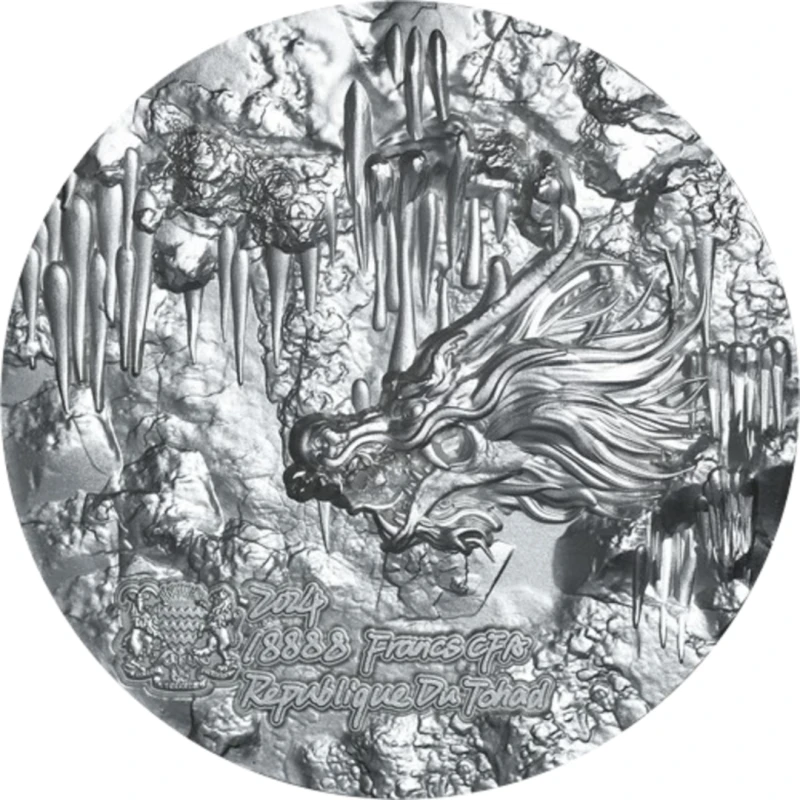 Chada Ancient Dragon Silver Coin 2024, 155,5 gramos de plata pura (0.999 proof) Monedas coleccionables