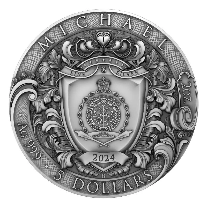 Niue Arcángel Miguel Moneda de Plata 2024, 62,2 g. plata pura (0.999 proof) Monedas coleccionables