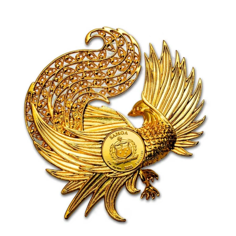 Samoa: moneda de plata Phoenix 2025 color dorado 2 oz Monedas coleccionables