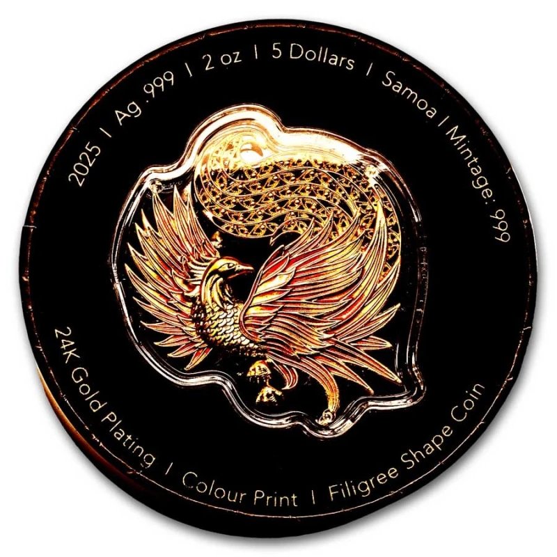 Samoa: moneda de plata Phoenix 2025 color dorado 2 oz Monedas coleccionables