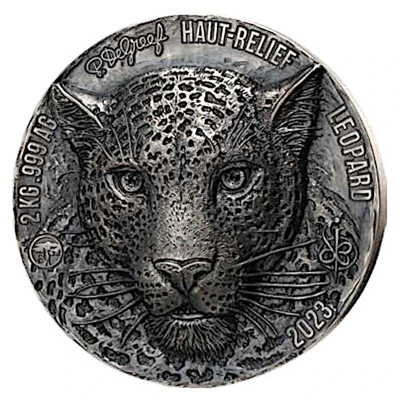 Costa de Marfil: moneda de plata Leopardo 2023 2000 g  Monedas coleccionables