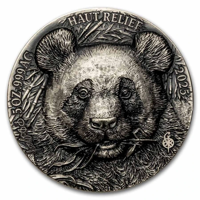 Costa de Marfil: moneda de plata Panda 2025 5 oz Monedas coleccionables