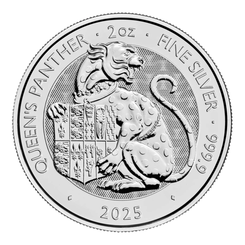 Moneda de Plata del Reino Unido The Royal Tudor Beasts The Queen's Panther 2025 2 oz Monedas coleccionables