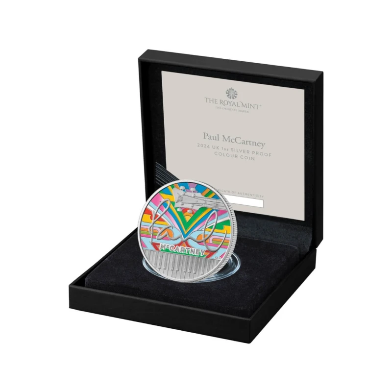 Moneda de Plata del Reino Unido Paul McCartney 2024 Proof coloreada 1 onza Monedas coleccionables