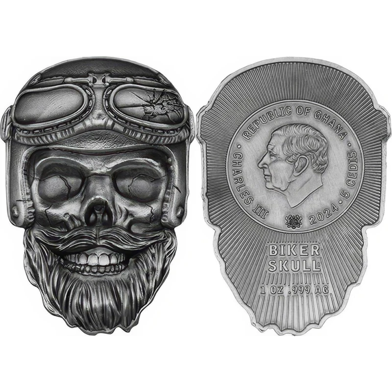 Ghana: silver coin Biker Skull 2024 1 oz Collectible coins