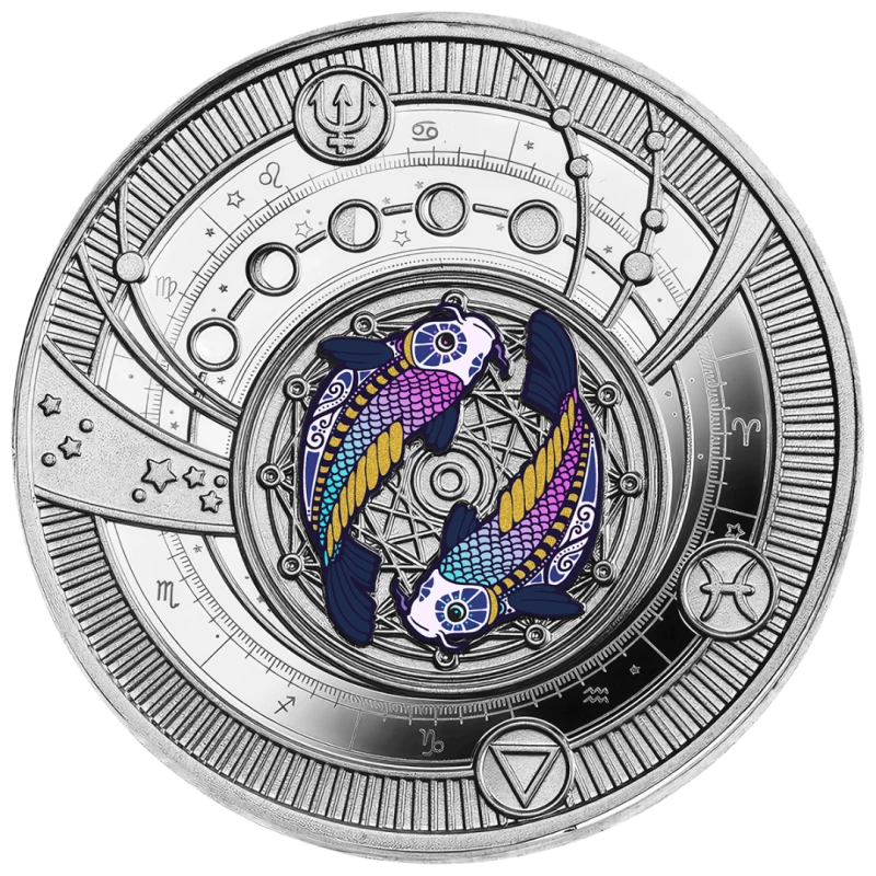 Cameroon: silver coin Pisces 2025 Proof colored 10 g Collectible coins