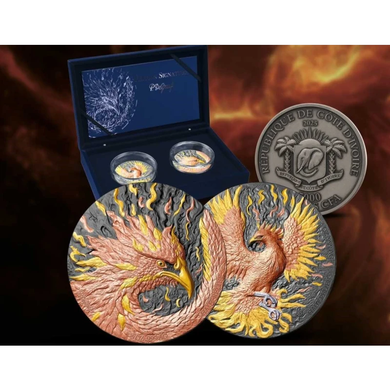 Republic of Côte d’Ivoire: silver coins Phoenix 2025 10 oz Collectible coins
