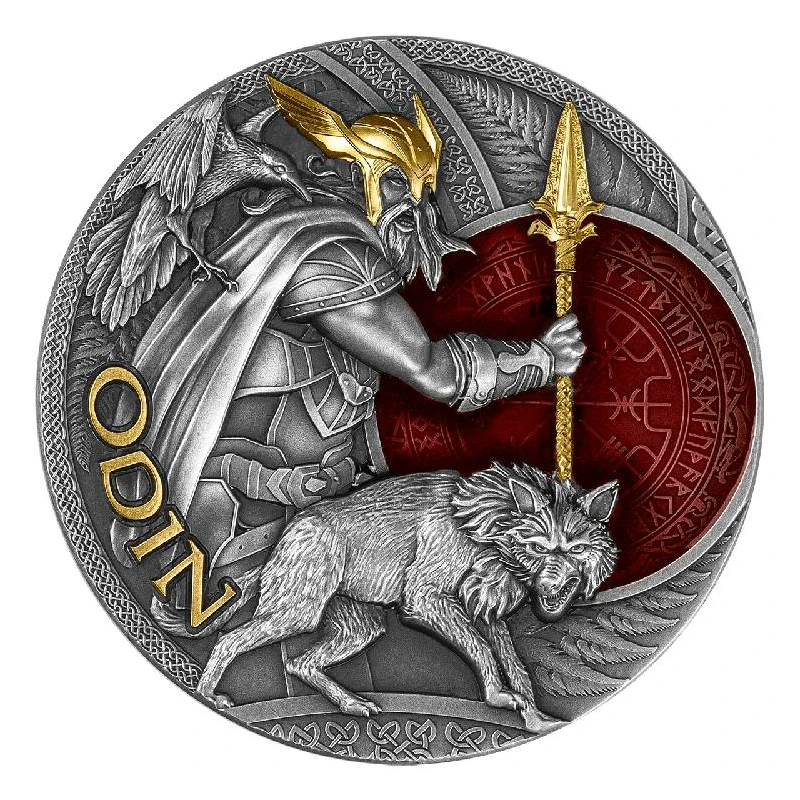Niue: moneda de plata Lord of Valhalla Odin 2023 dorada 2 onzas Monedas coleccionables