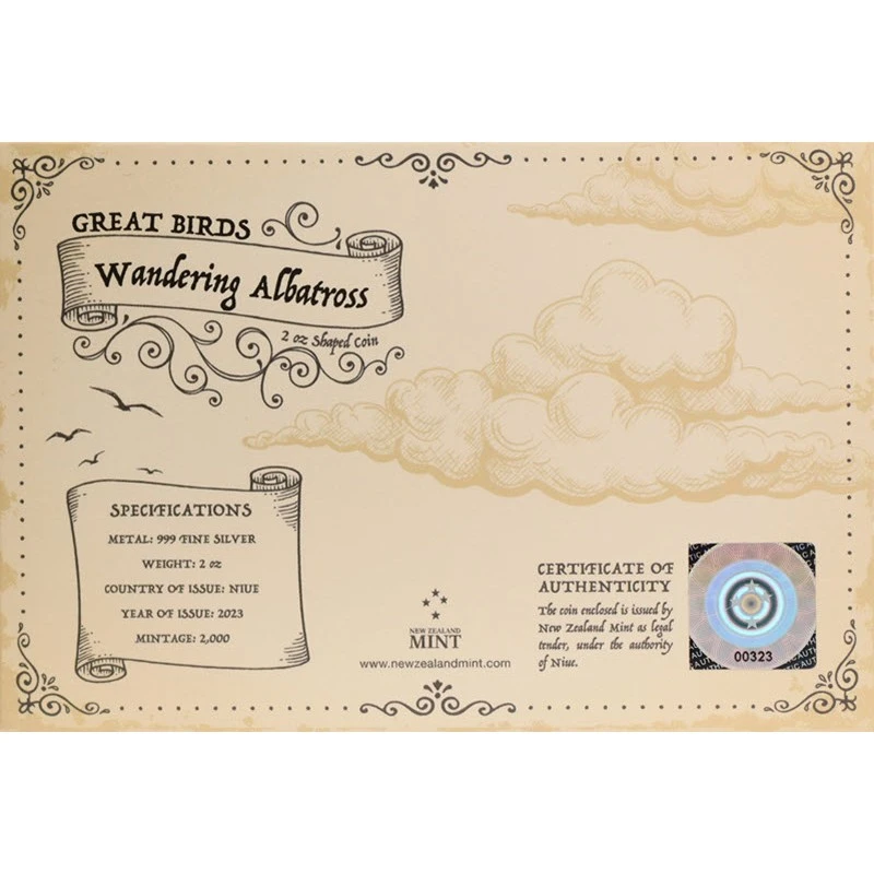 Niue: moneda de plata Albatros Errante 2023 Proof 2 oz Monedas coleccionables