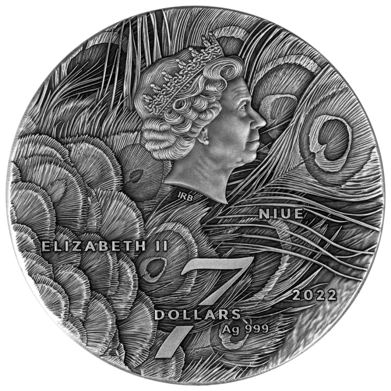 Niue: moneda de plata Peacock 2022 coloreada 3 oz Monedas coleccionables