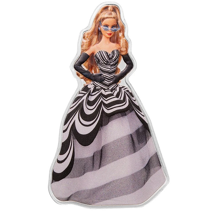 Islas Salomón Moneda de Plata Azul Zafiro Barbie 2024 Coloreado 1 onza Monedas coleccionables