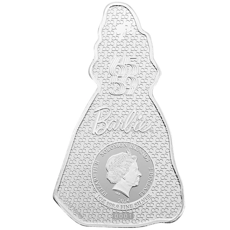 Islas Salomón Moneda de Plata Azul Zafiro Barbie 2024 Coloreado 1 onza Monedas coleccionables