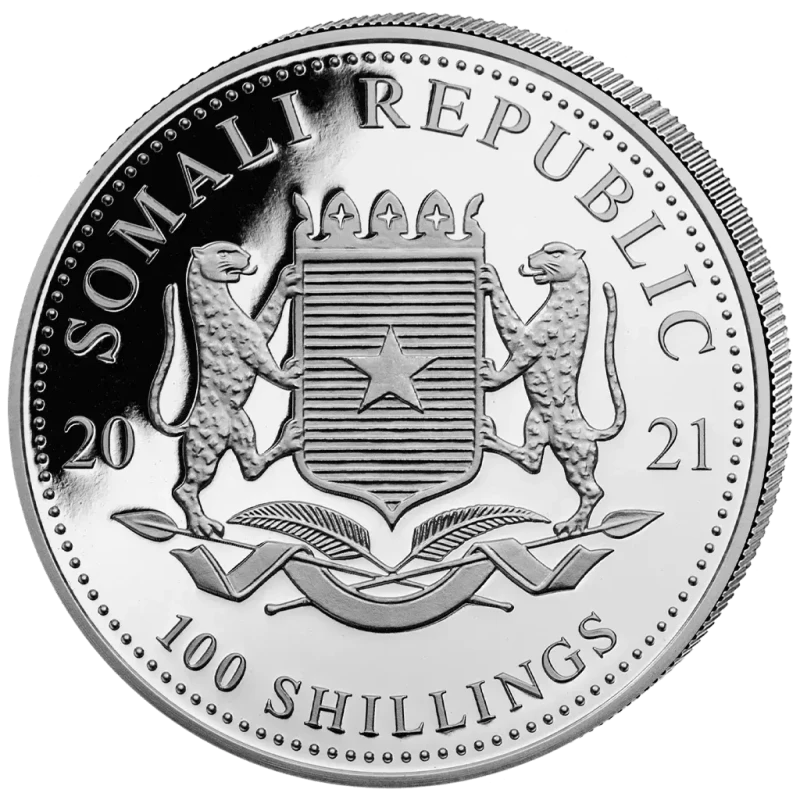 Somalia Moneda de plata en lingotes Vida Silvestre Africana Elefante 2021 1 oz Monedas de inversión