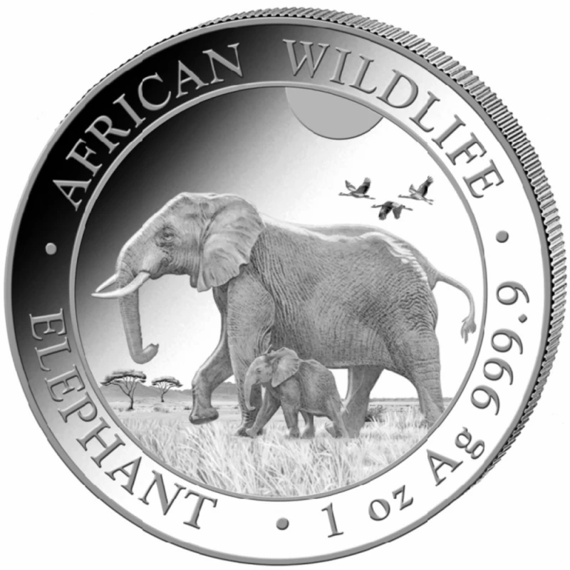 Somalia Moneda de plata en lingotes Vida Silvestre Africana Elefante 2022 1 oz Monedas de inversión