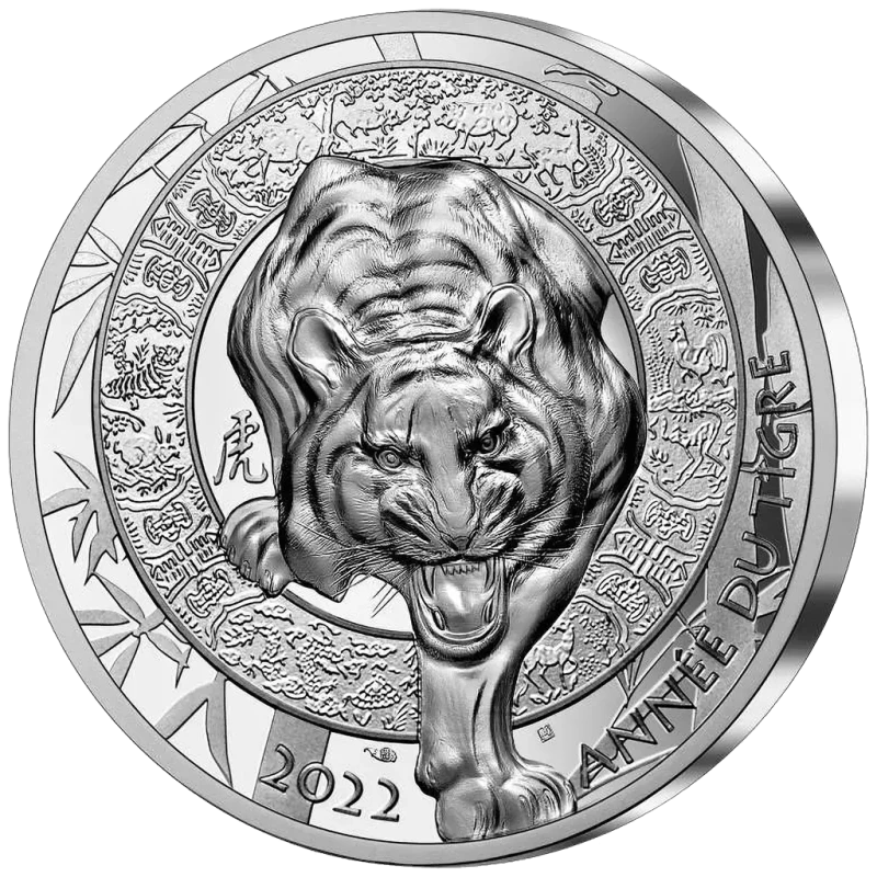 Moneda de Plata de Francia Año del Tigre 2022 Proof 1 oz Monedas coleccionables