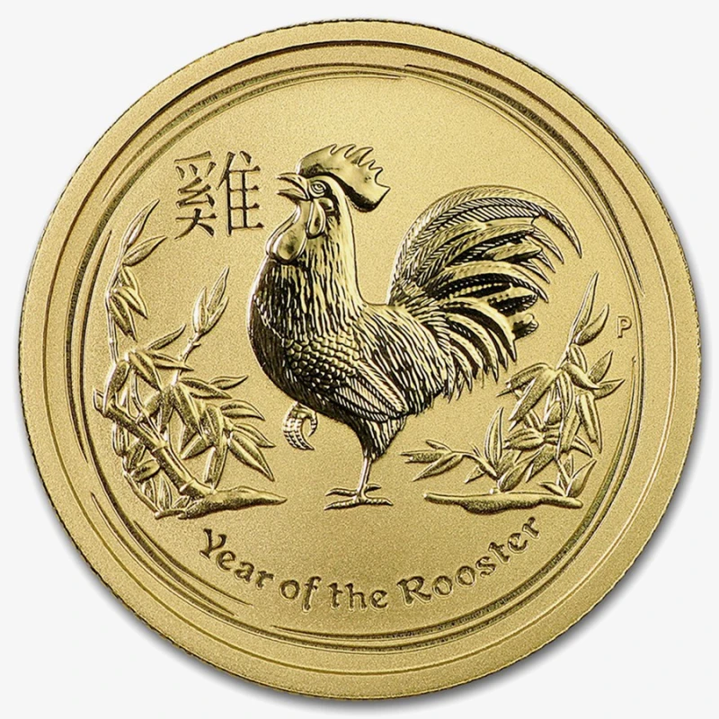 Australia Moneda de Oro Lunar II Año del Gallo 2017 1/4 oz Monedas coleccionables