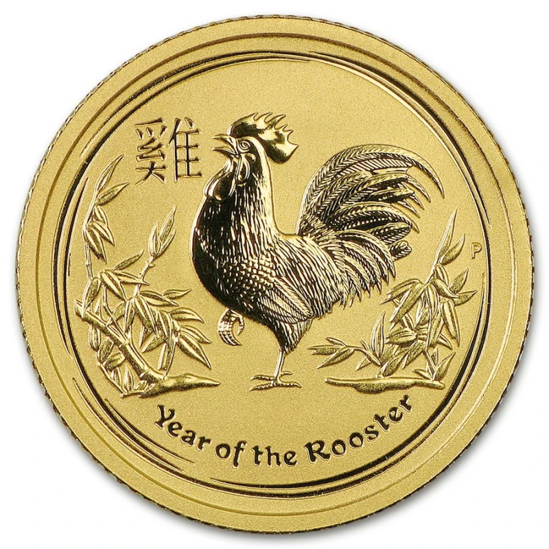 Australia Moneda de Oro Lunar II Año del Gallo 2017 1/2 onza Monedas coleccionables