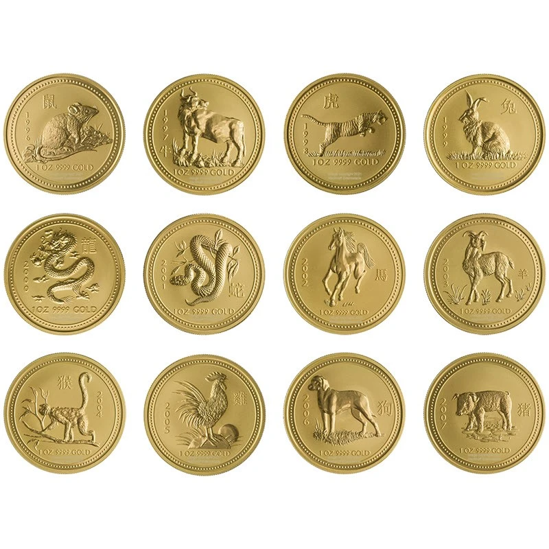 Australia Monedas de Oro Lunar I 1996-2007 12 oz Set Monedas coleccionables