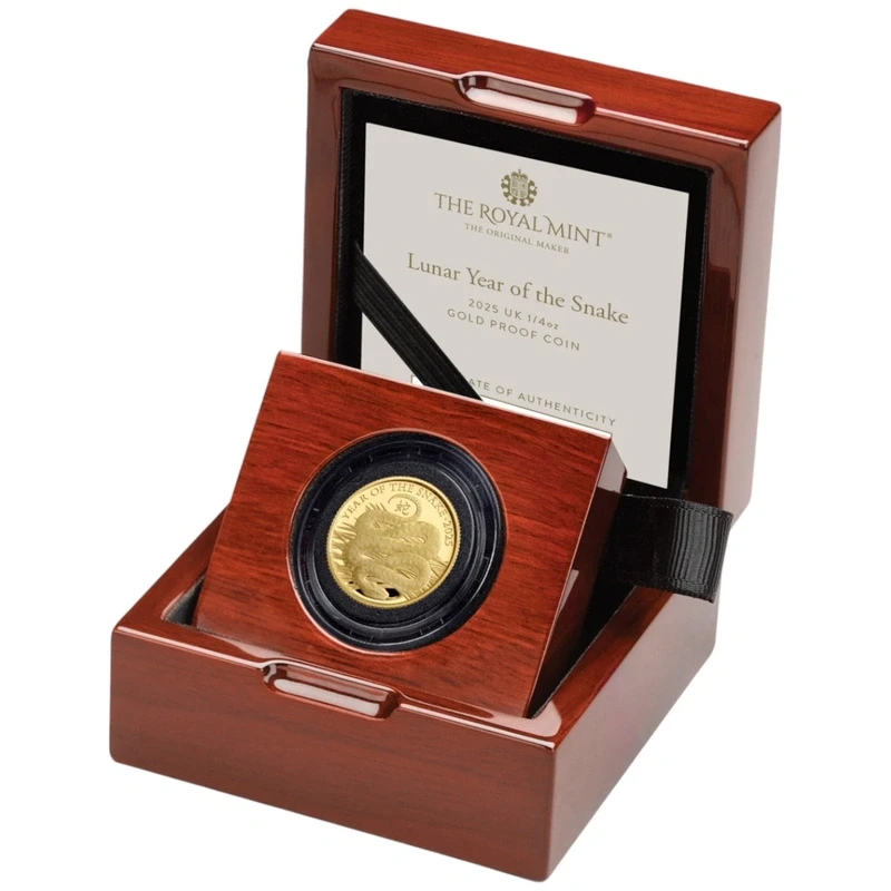 Moneda de Oro del Reino Unido Año de la Serpiente 2025 Proof 1/4 oz Monedas coleccionables