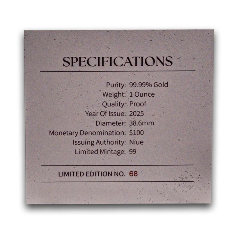 Moneda de Oro de Niue Nácar Nubes 2025 Proof Colored 1 oz Monedas coleccionables