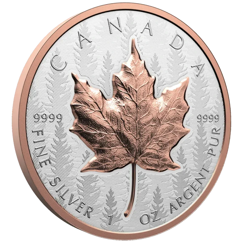 Canadá Moneda de Plata Maple Leaf 2025 Chapado en Oro Rosa 1 oz Monedas coleccionables