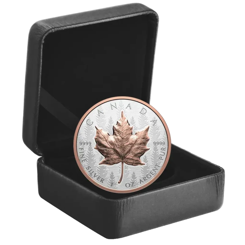Canadá Moneda de Plata Maple Leaf 2025 Chapado en Oro Rosa 1 oz Monedas coleccionables