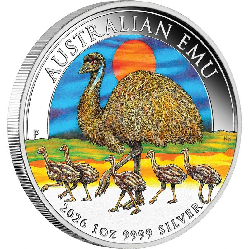 Moneda de Plata de Australia Emu Australiano 2026 Coloreada 1 onza Monedas coleccionables