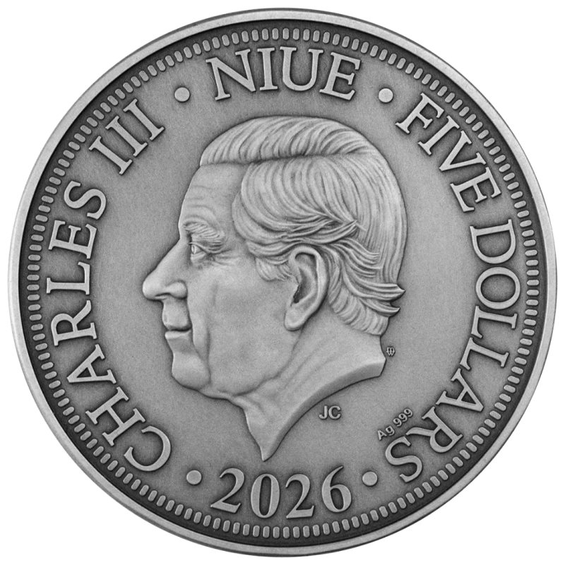 Niue Moneda de Plata Brújula Rosa 2026 Chapado en Oro Coloreado 2 oz Monedas coleccionables