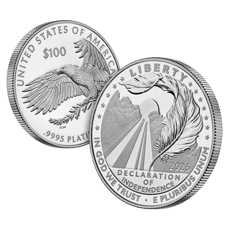 United States Platinum Coin Declaration of Independence 2026 Proof 1 oz Investment coins