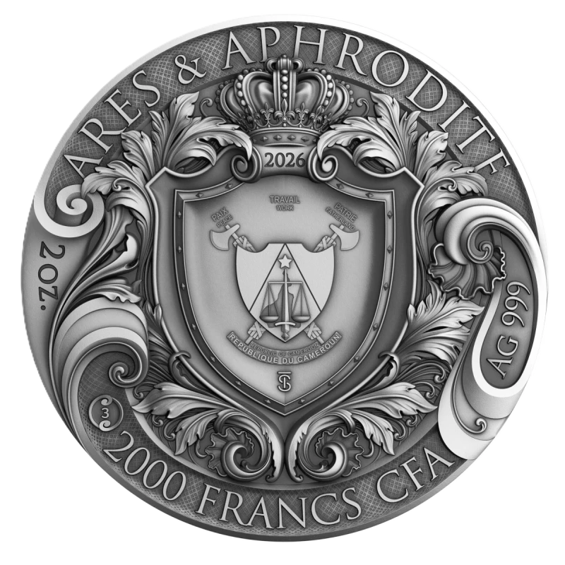 Moneda de Plata de Camerún Ares y Afrodita 2026 2 onzas Monedas coleccionables